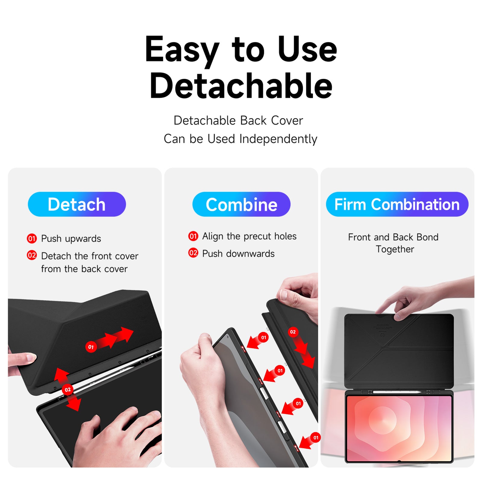 For Samsung Galaxy Tab S11 Ultra Case DUX DUCIS Magi Series Detachable Origami Stand Leather+PC+TPU Clear Back Cover