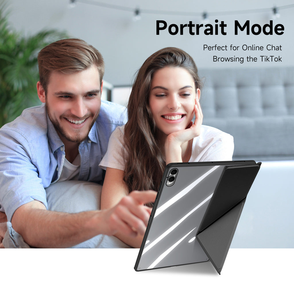 For Samsung Galaxy Tab S11 Ultra Case DUX DUCIS Magi Series Detachable Origami Stand Leather+PC+TPU Clear Back Cover