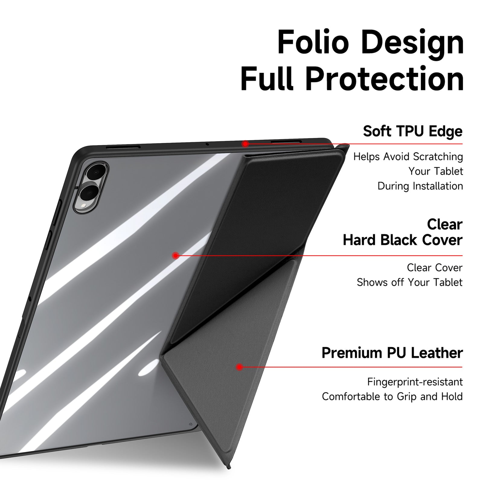 For Samsung Galaxy Tab S11 Ultra Case DUX DUCIS Magi Series Detachable Origami Stand Leather+PC+TPU Clear Back Cover