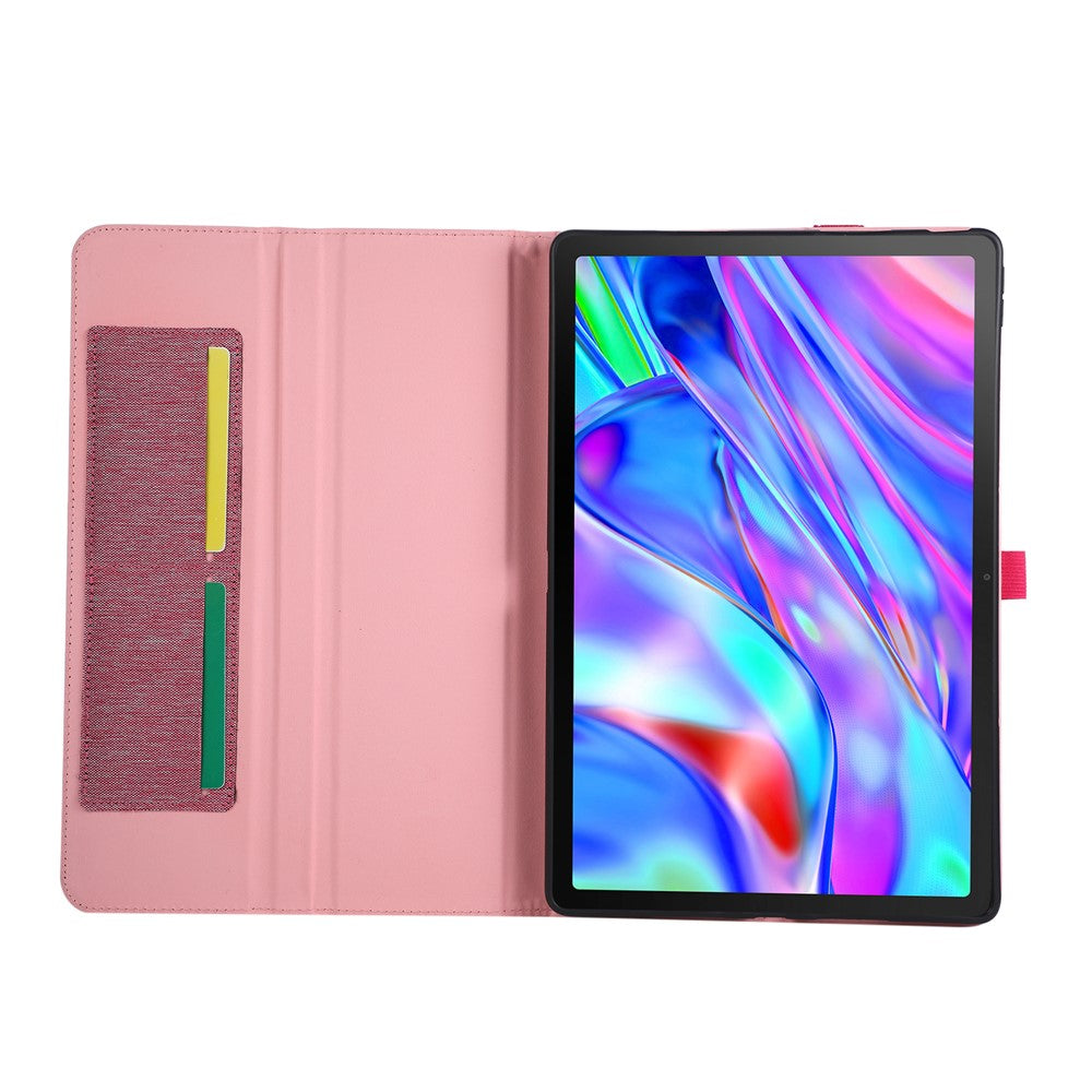 For Lenovo Idea Tab Plus Case with Stand Card Holder Cloth Texture Leather Tablet Cover