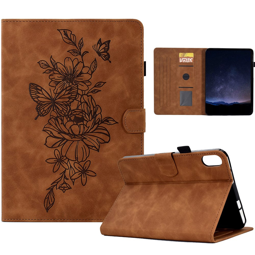 For Samsung Galaxy Tab S11 Case Flower Butterfly Imprinted Card Slots Leather Cover
