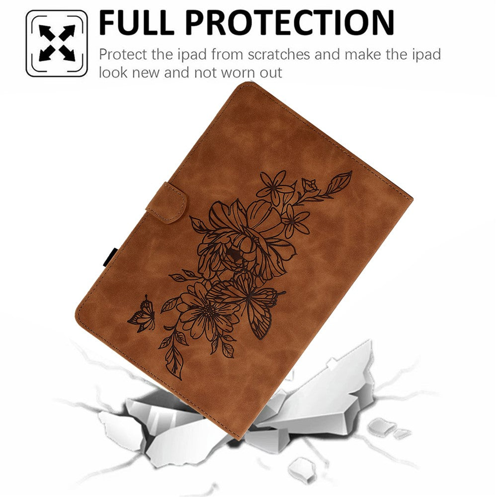 For Samsung Galaxy Tab S11 Case Flower Butterfly Imprinted Card Slots Leather Cover