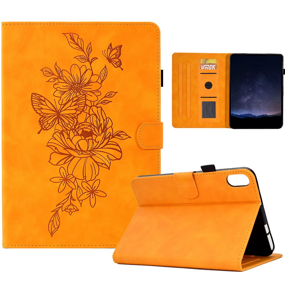 For Samsung Galaxy Tab S11 Case Flower Butterfly Imprinted Card Slots Leather Cover