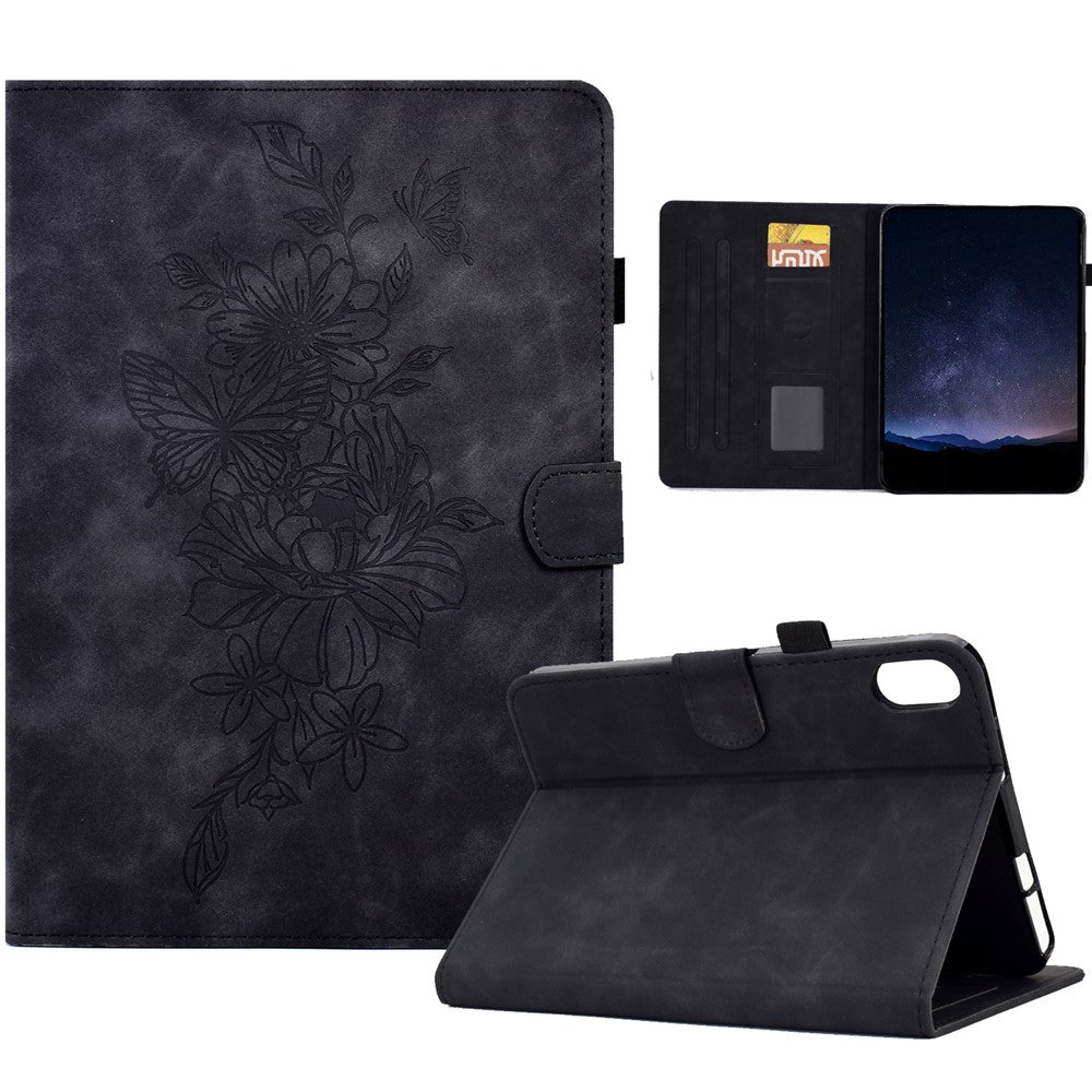For Samsung Galaxy Tab S11 Case Flower Butterfly Imprinted Card Slots Leather Cover