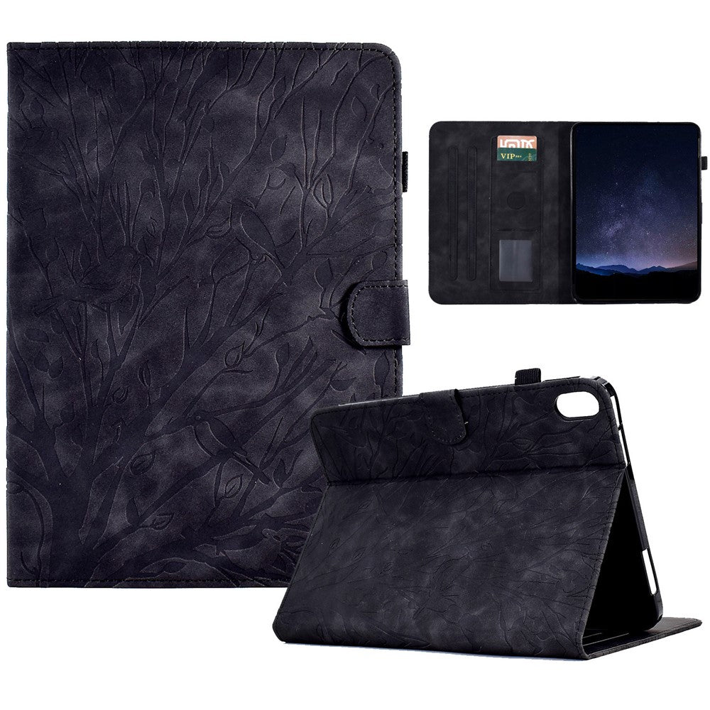 For Samsung Galaxy Tab S11 Leather Case Tree Pattern Card Slots Stand Cover