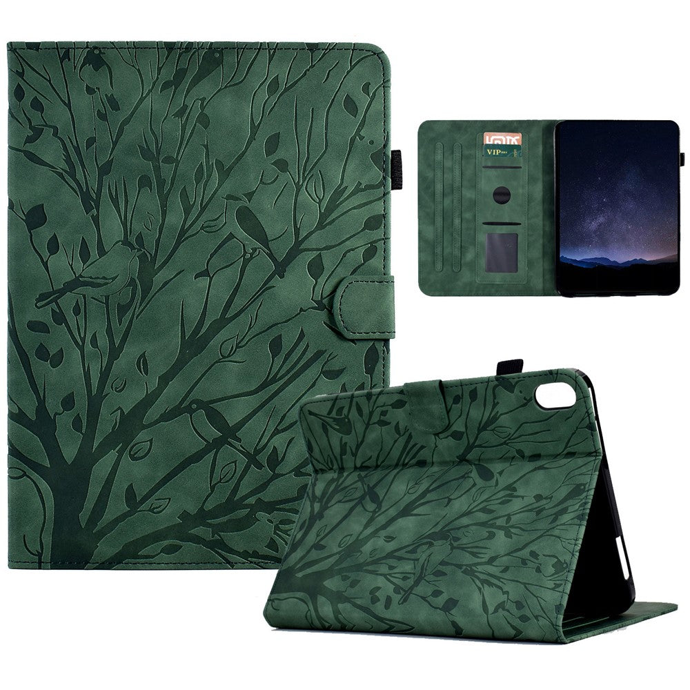 For Samsung Galaxy Tab S11 Leather Case Tree Pattern Card Slots Stand Cover