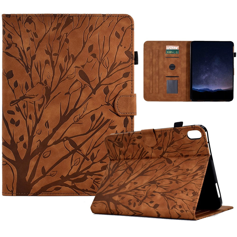 For Samsung Galaxy Tab S11 Leather Case Tree Pattern Card Slots Stand Cover