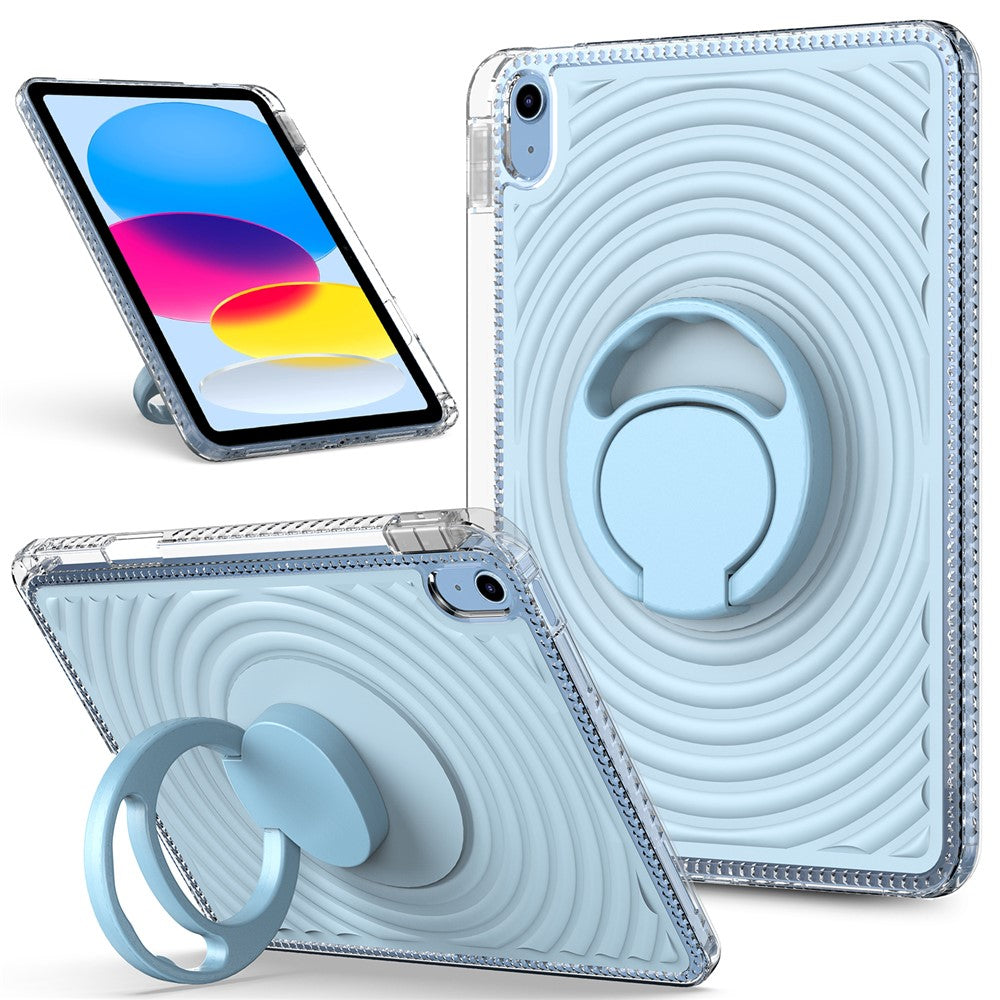 For iPad (2025)  /  10.9 (2022) Case Kickstand Wave Pattern Shockproof TPU + PC Tablet Cover
