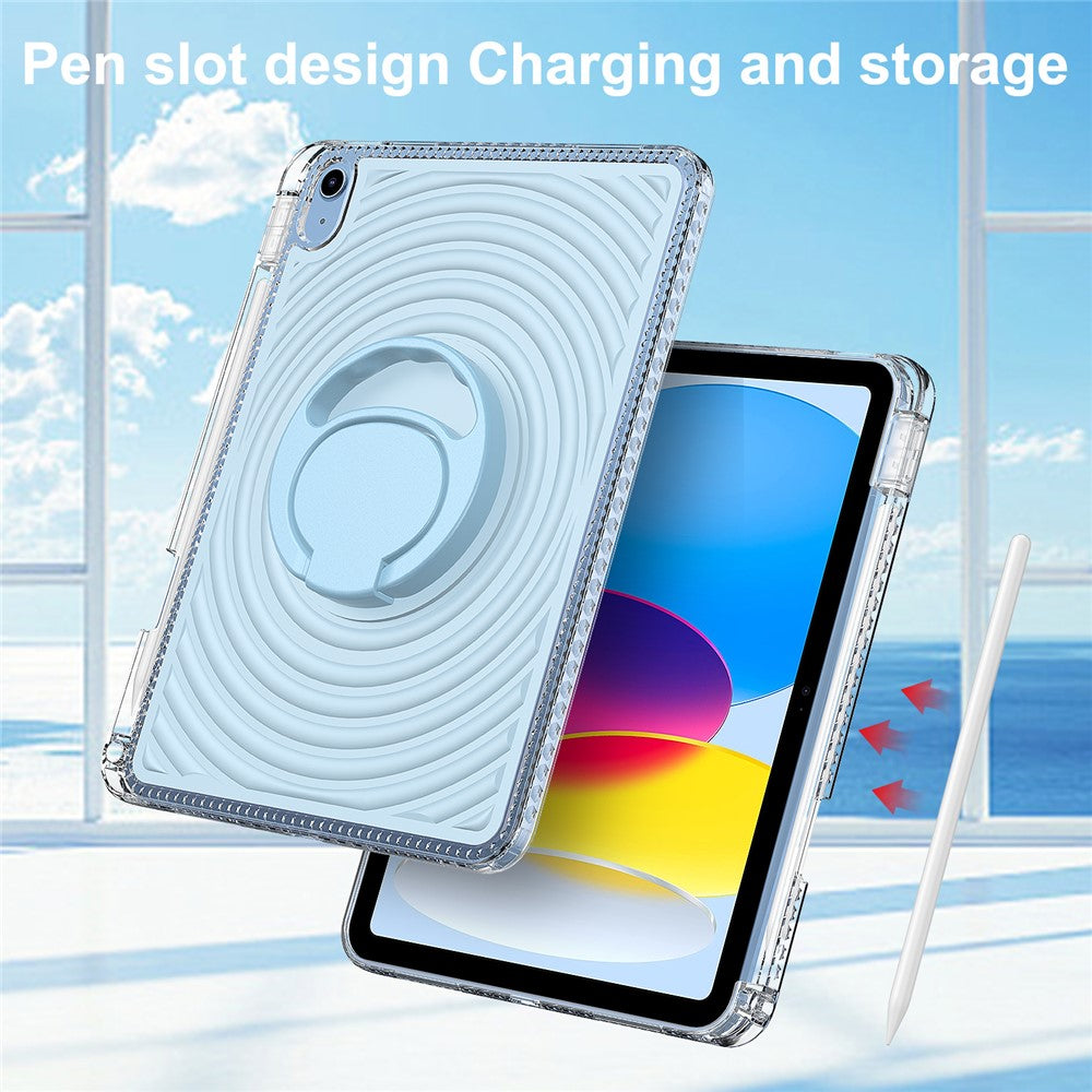 For iPad (2025)  /  10.9 (2022) Case Kickstand Wave Pattern Shockproof TPU + PC Tablet Cover