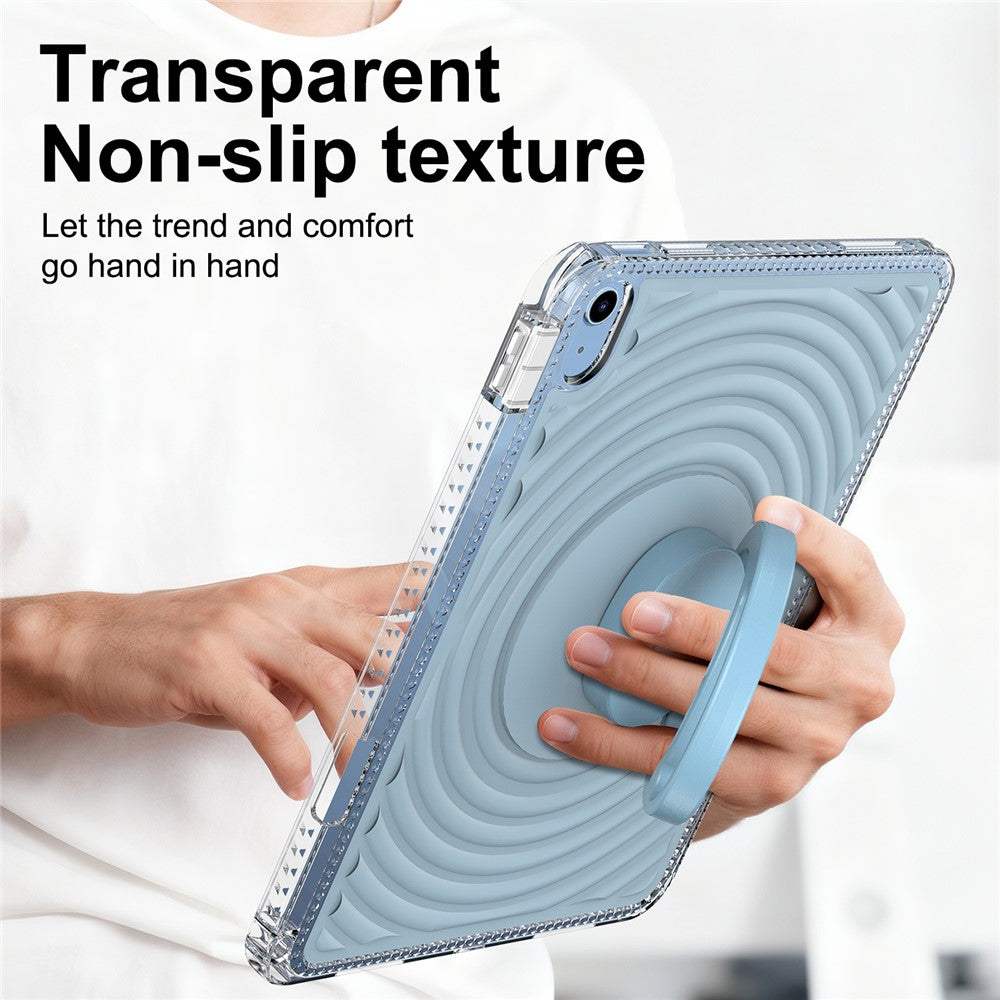 For iPad (2025)  /  10.9 (2022) Case Kickstand Wave Pattern Shockproof TPU + PC Tablet Cover