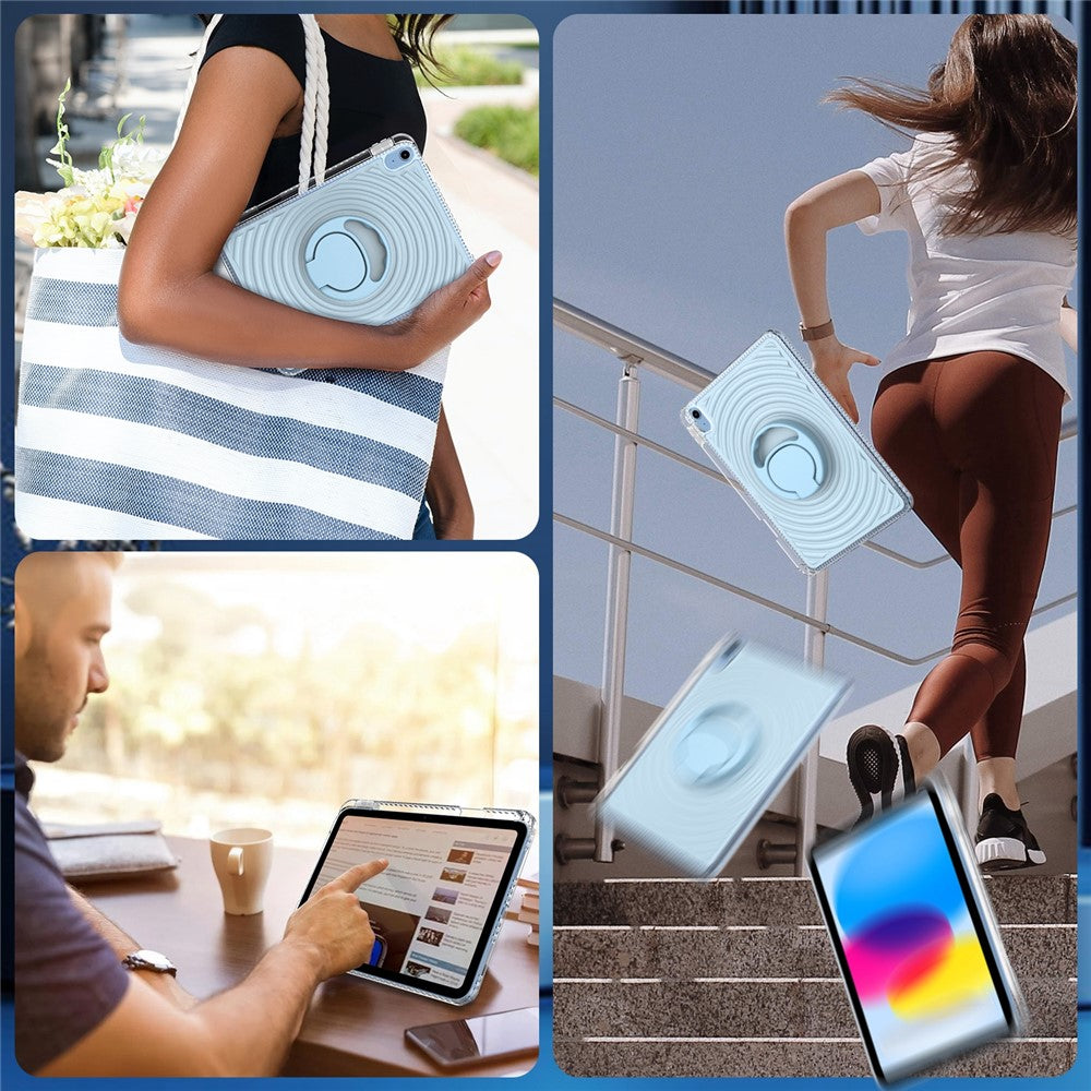 For iPad (2025)  /  10.9 (2022) Case Kickstand Wave Pattern Shockproof TPU + PC Tablet Cover