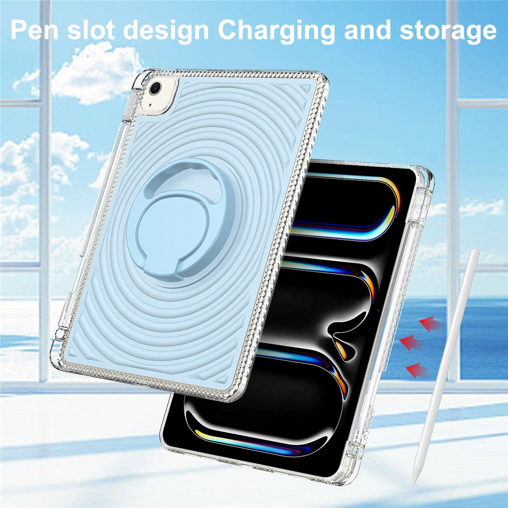 For iPad Air 11 (2025)  /  (2024) Case Kickstand Wave Pattern Shockproof TPU + PC Tablet Cover