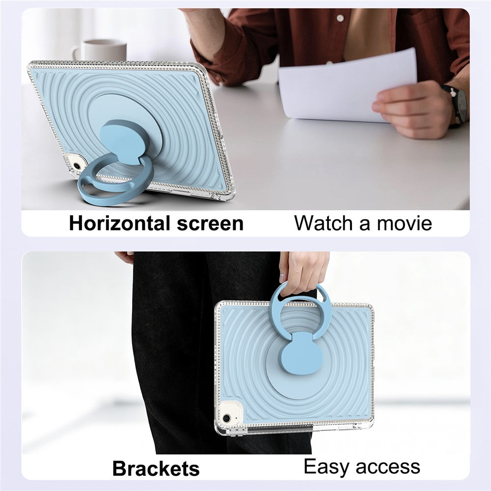 For iPad Air 11 (2025)  /  (2024) Case Kickstand Wave Pattern Shockproof TPU + PC Tablet Cover