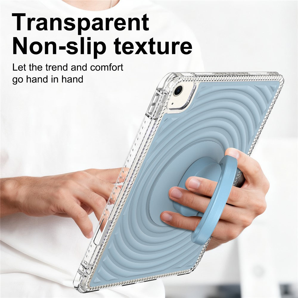 For iPad Air 11 (2025)  /  (2024) Case Kickstand Wave Pattern Shockproof TPU + PC Tablet Cover