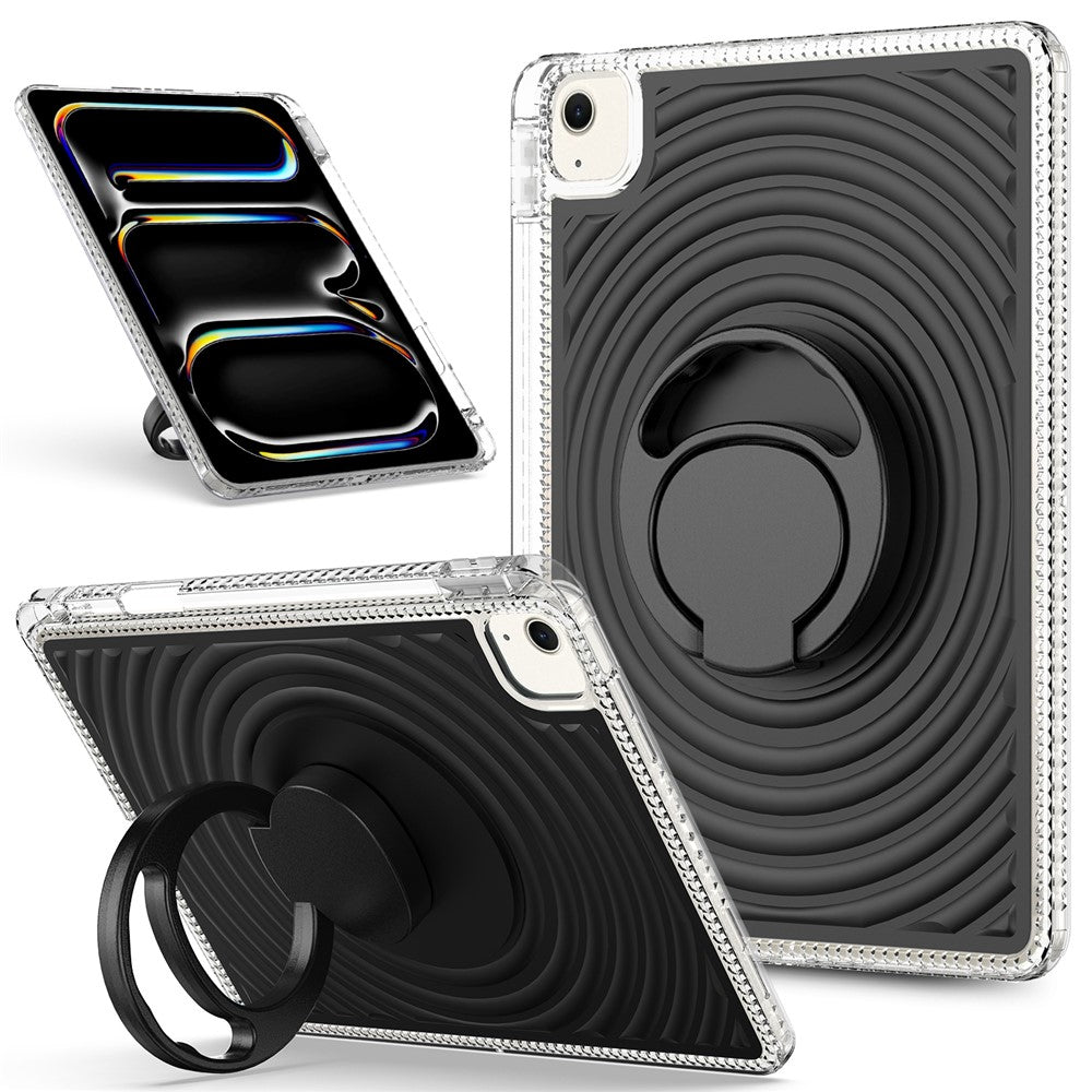Étui pour iPad Air 11 (2025) / (2024) avec support intégré, motif vague, antichoc, en TPU et PC
