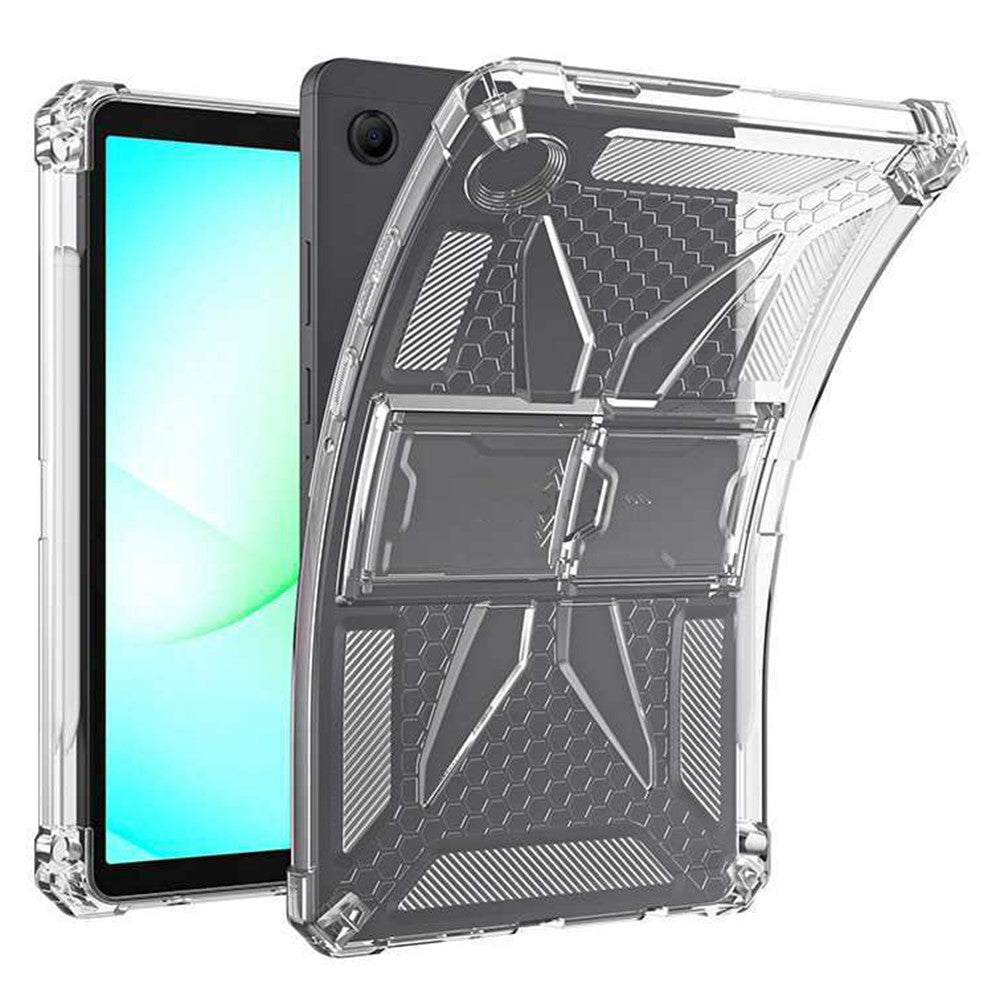 For Samsung Galaxy Tab A11 Clear Case Kickstand Shockproof TPU + PC Tablet Cover with Pen Slot