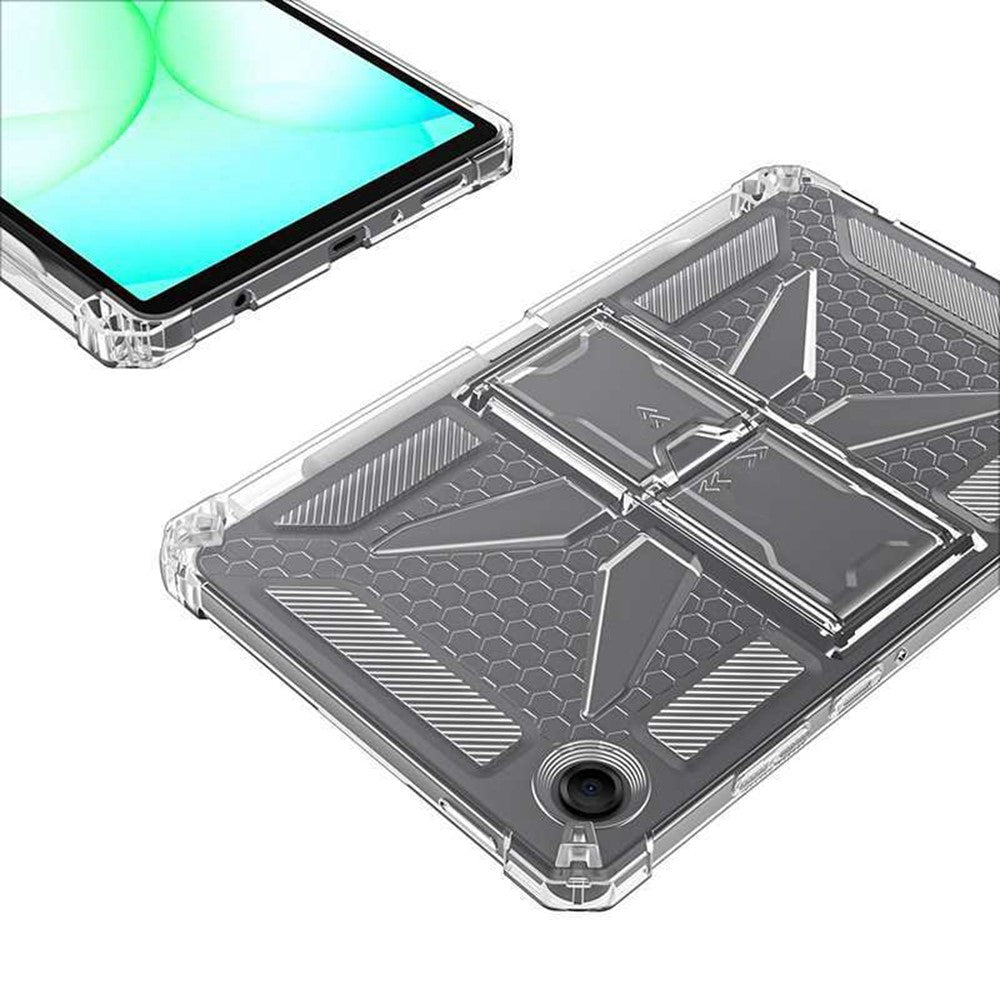 For Samsung Galaxy Tab A11 Clear Case Kickstand Shockproof TPU + PC Tablet Cover with Pen Slot