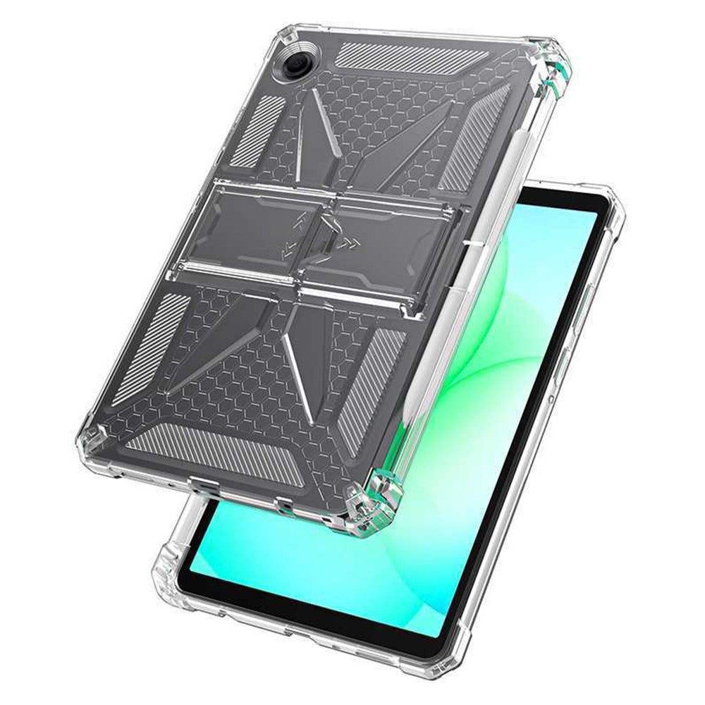 For Samsung Galaxy Tab A11+ Clear Case Kickstand Shockproof TPU + PC Tablet Cover with Pen Slot