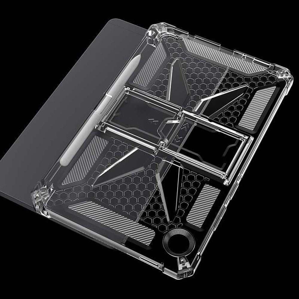 For Samsung Galaxy Tab A11+ Clear Case Kickstand Shockproof TPU + PC Tablet Cover with Pen Slot