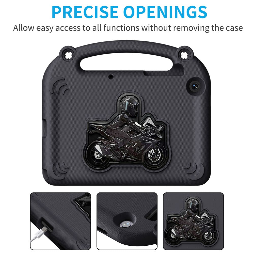 For Samsung Galaxy Tab A11+  /  A9+ EVA Case Motorcycle Kickstand Shockproof Tablet Cover with Handle