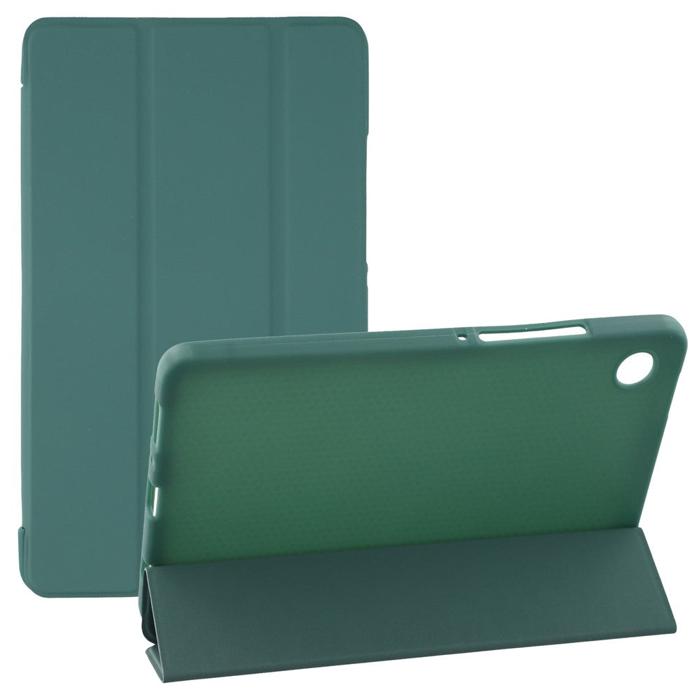 For Samsung Galaxy Tab A11 Case PU Leather + Silicone Tri-Fold Stand Tablet Cover