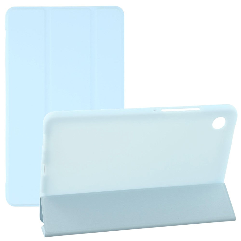 Funda para Samsung Galaxy Tab A11+ de piel sintética y silicona con soporte plegable en tres partes.