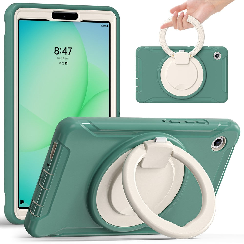 For Samsung Galaxy Tab A11 Case 360 Degree Rotary Kickstand Handle PC + TPU Hybrid Cover