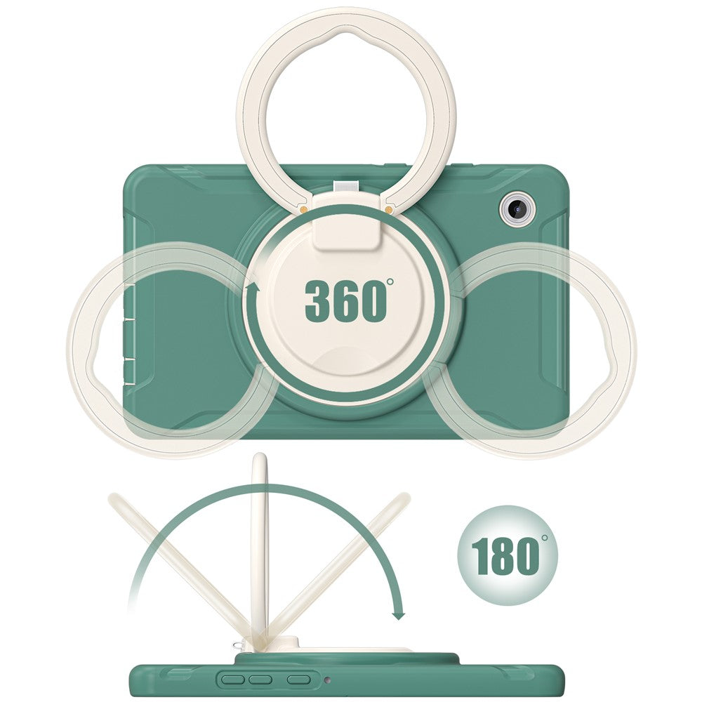 For Samsung Galaxy Tab A11 Case 360 Degree Rotary Kickstand Handle PC + TPU Hybrid Cover