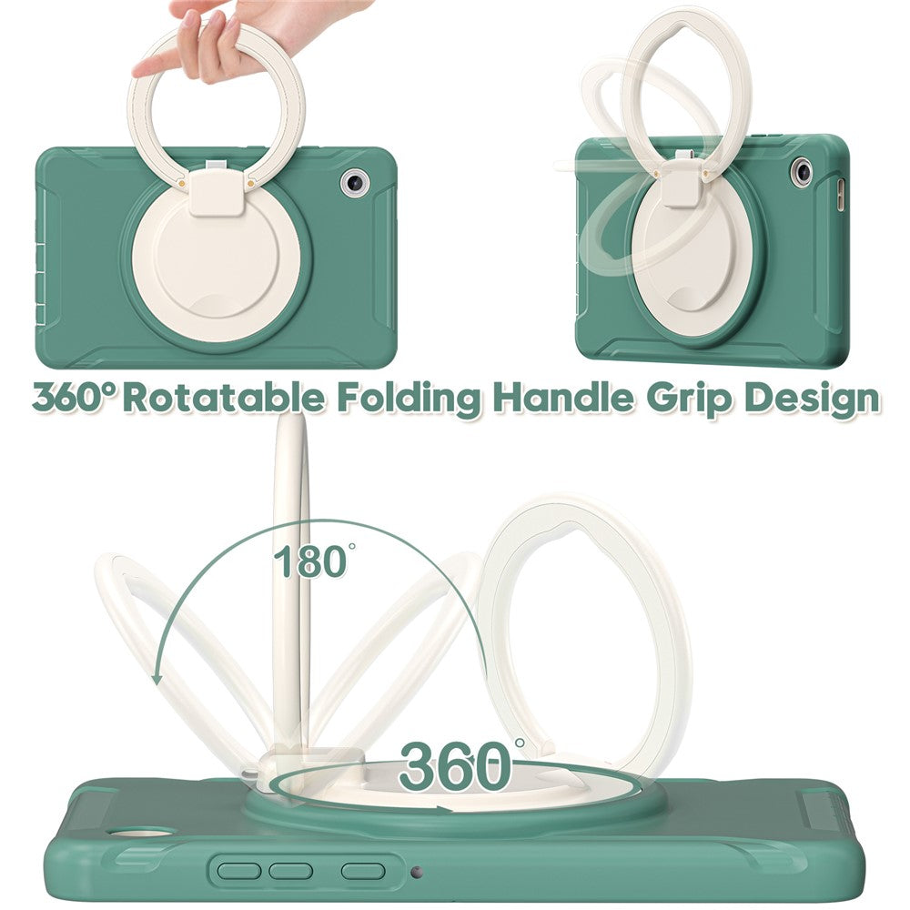 For Samsung Galaxy Tab A11 Case 360 Degree Rotary Kickstand Handle PC + TPU Hybrid Cover