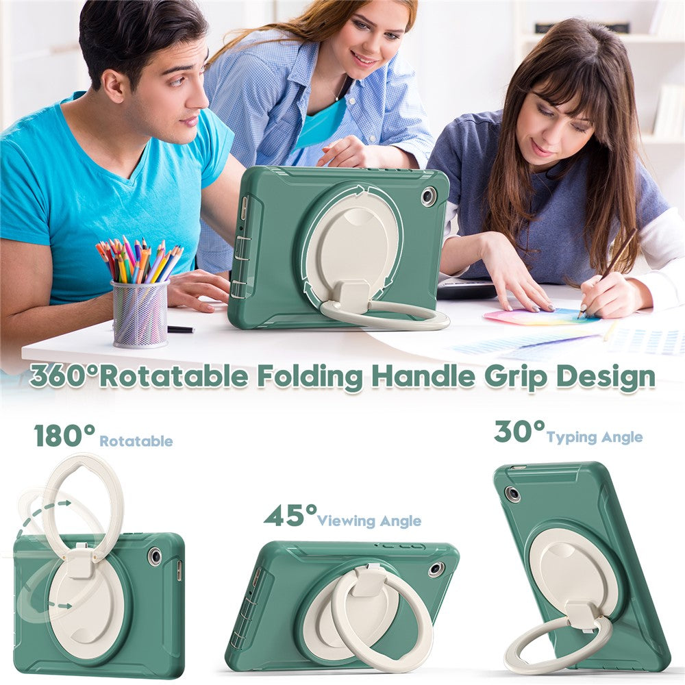 For Samsung Galaxy Tab A11 Case 360 Degree Rotary Kickstand Handle PC + TPU Hybrid Cover