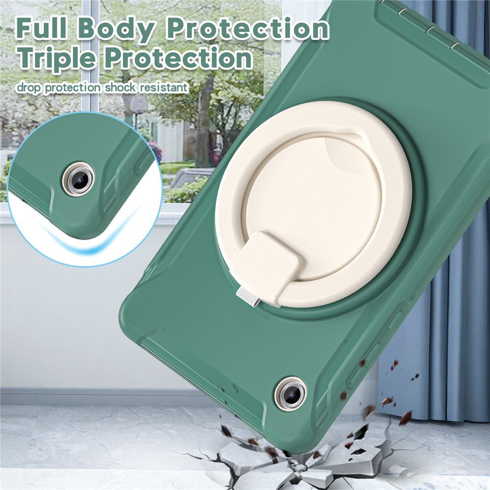 For Samsung Galaxy Tab A11 Case 360 Degree Rotary Kickstand Handle PC + TPU Hybrid Cover