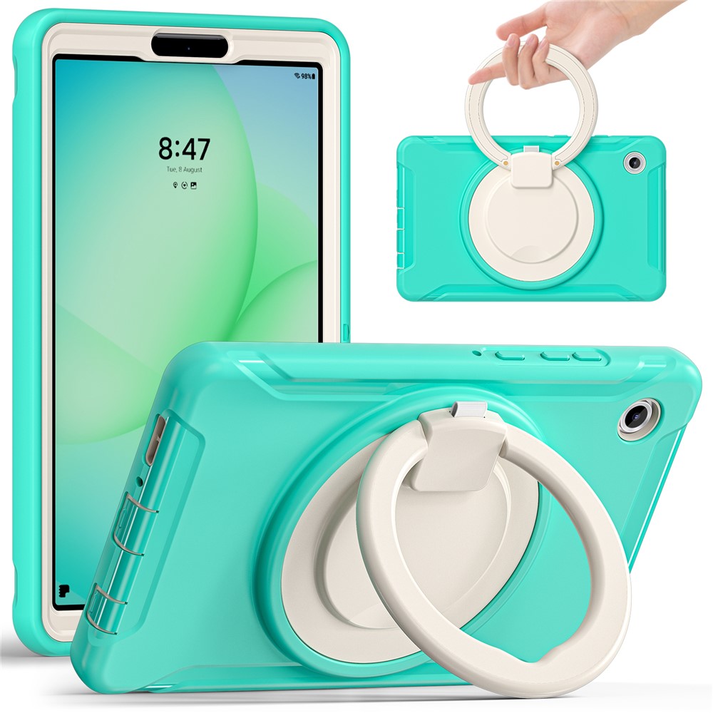 For Samsung Galaxy Tab A11 Case 360 Degree Rotary Kickstand Handle PC + TPU Hybrid Cover