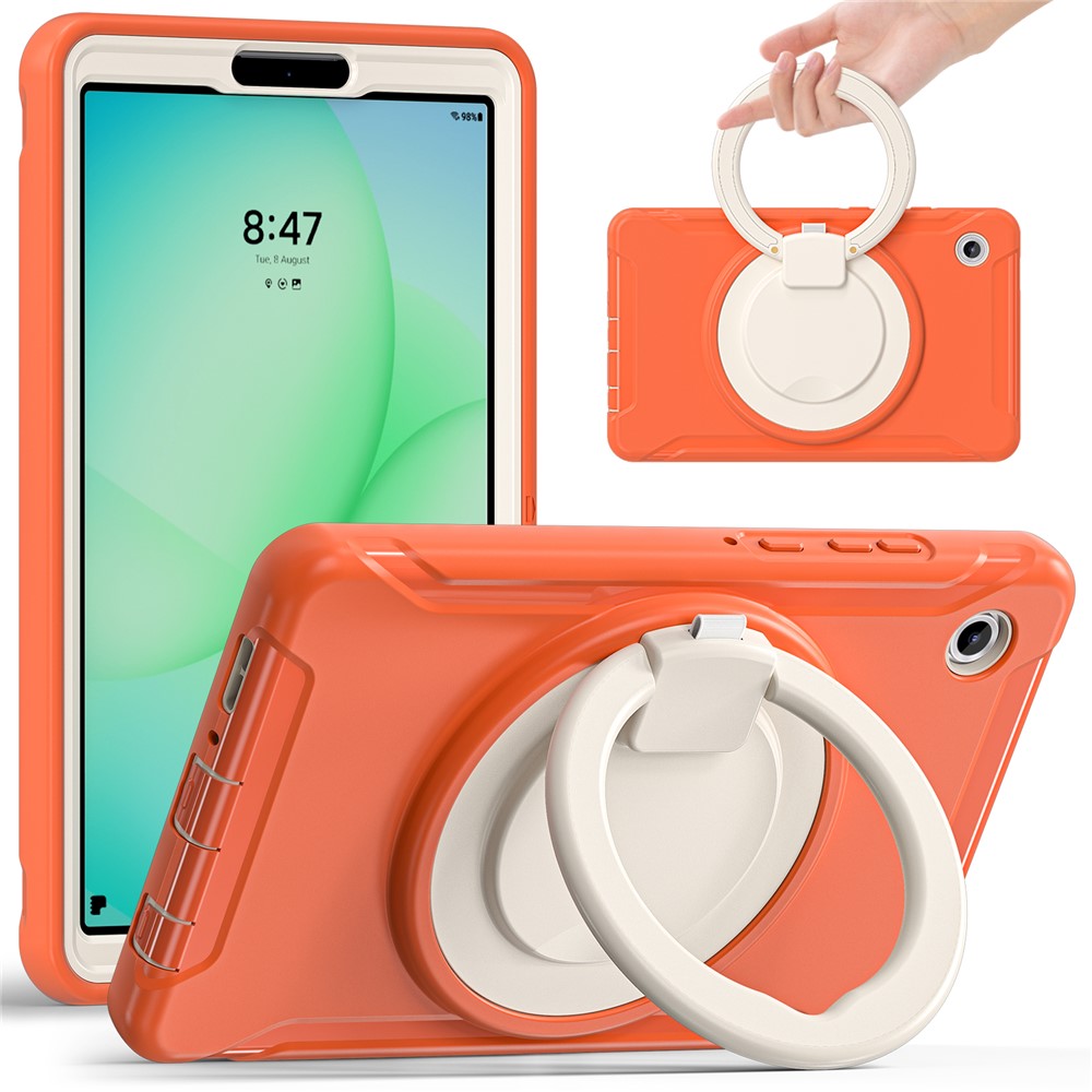 For Samsung Galaxy Tab A11 Case 360 Degree Rotary Kickstand Handle PC + TPU Hybrid Cover
