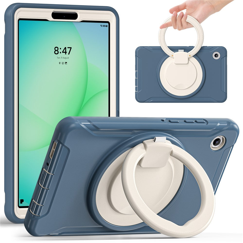 For Samsung Galaxy Tab A11 Case 360 Degree Rotary Kickstand Handle PC + TPU Hybrid Cover
