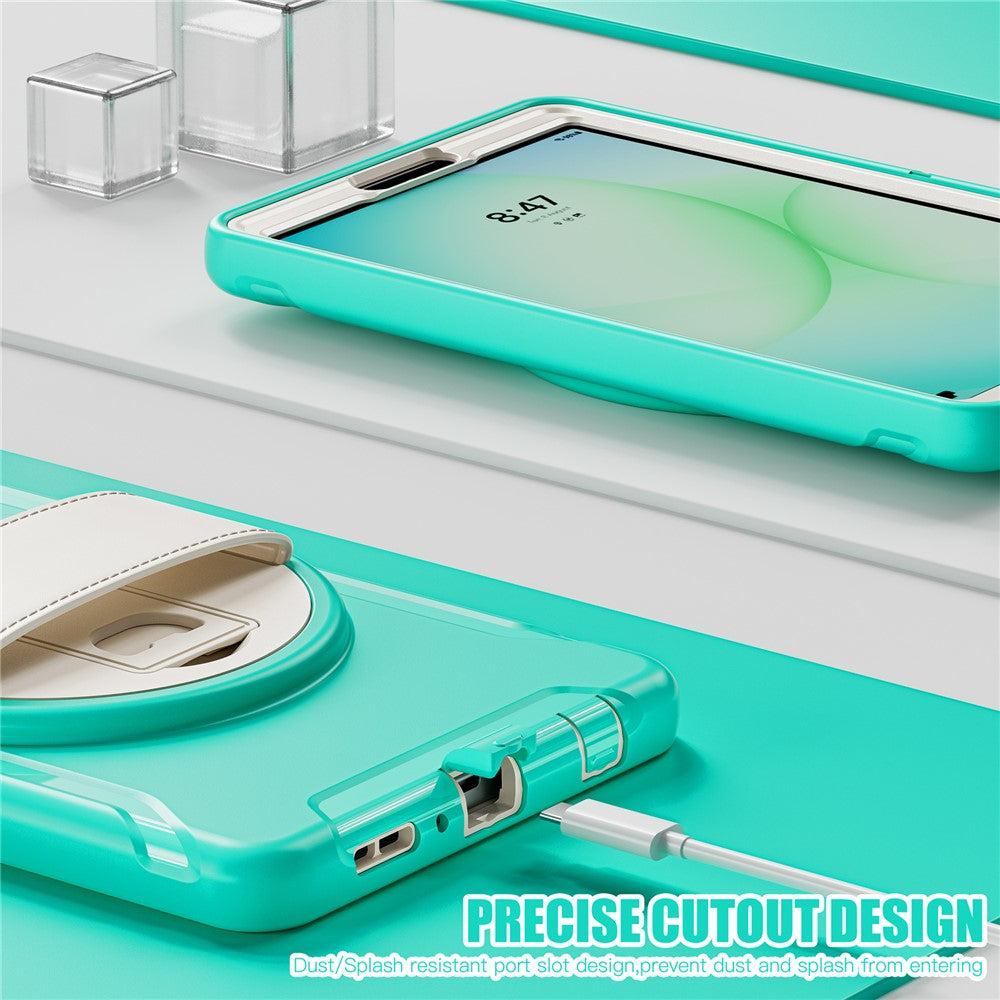 For Samsung Galaxy Tab A11 Case Rotary Kickstand PC + TPU Tablet Cover with Hand Strap