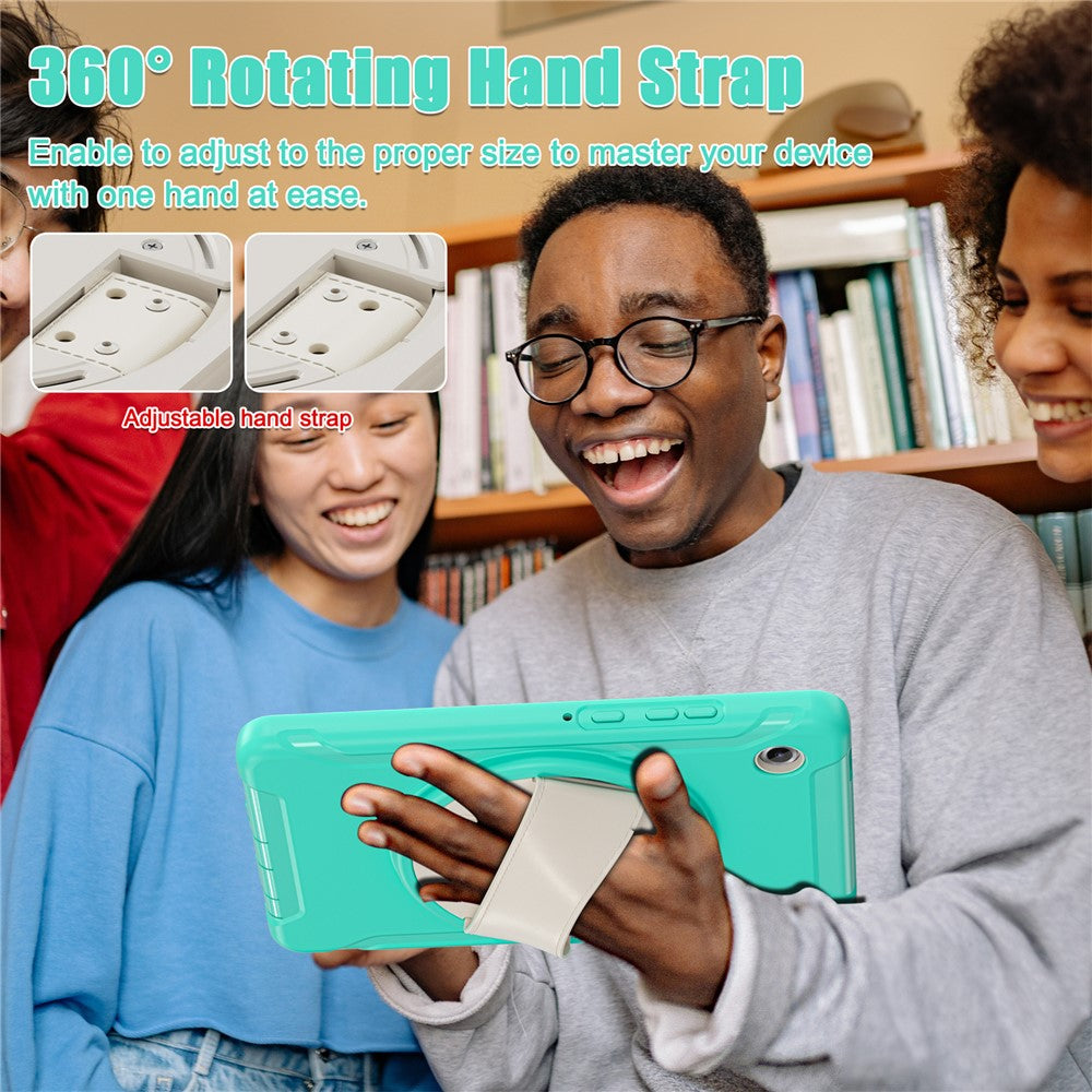 For Samsung Galaxy Tab A11 Case Rotary Kickstand PC + TPU Tablet Cover with Hand Strap