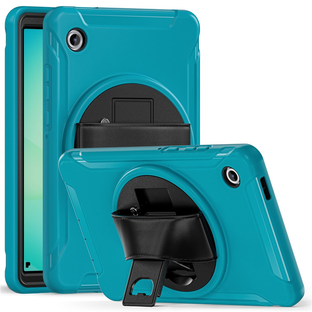 For Samsung Galaxy Tab A11 Case Rotary Kickstand PC + TPU Tablet Cover with Hand Strap