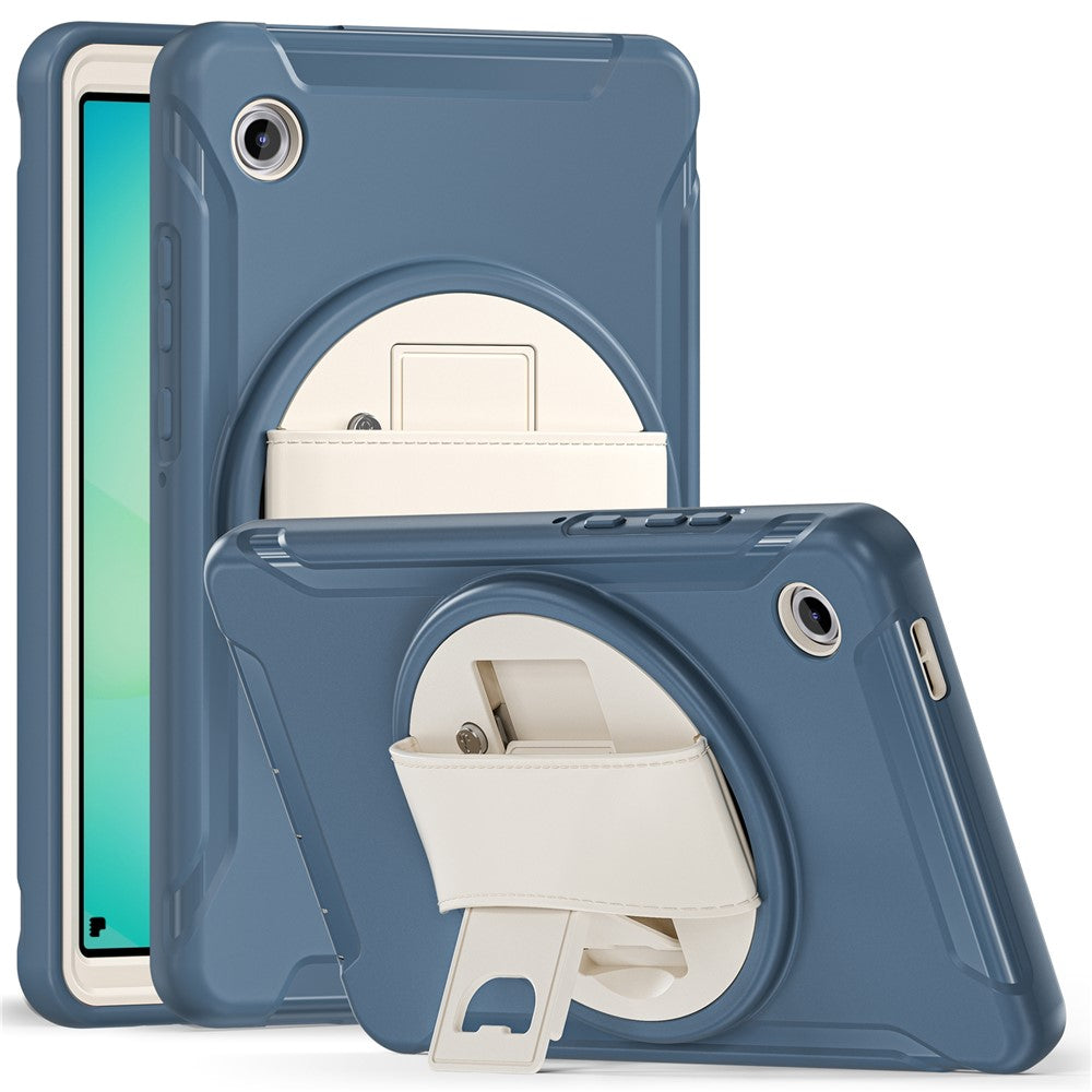For Samsung Galaxy Tab A11 Case Rotary Kickstand PC + TPU Tablet Cover with Hand Strap