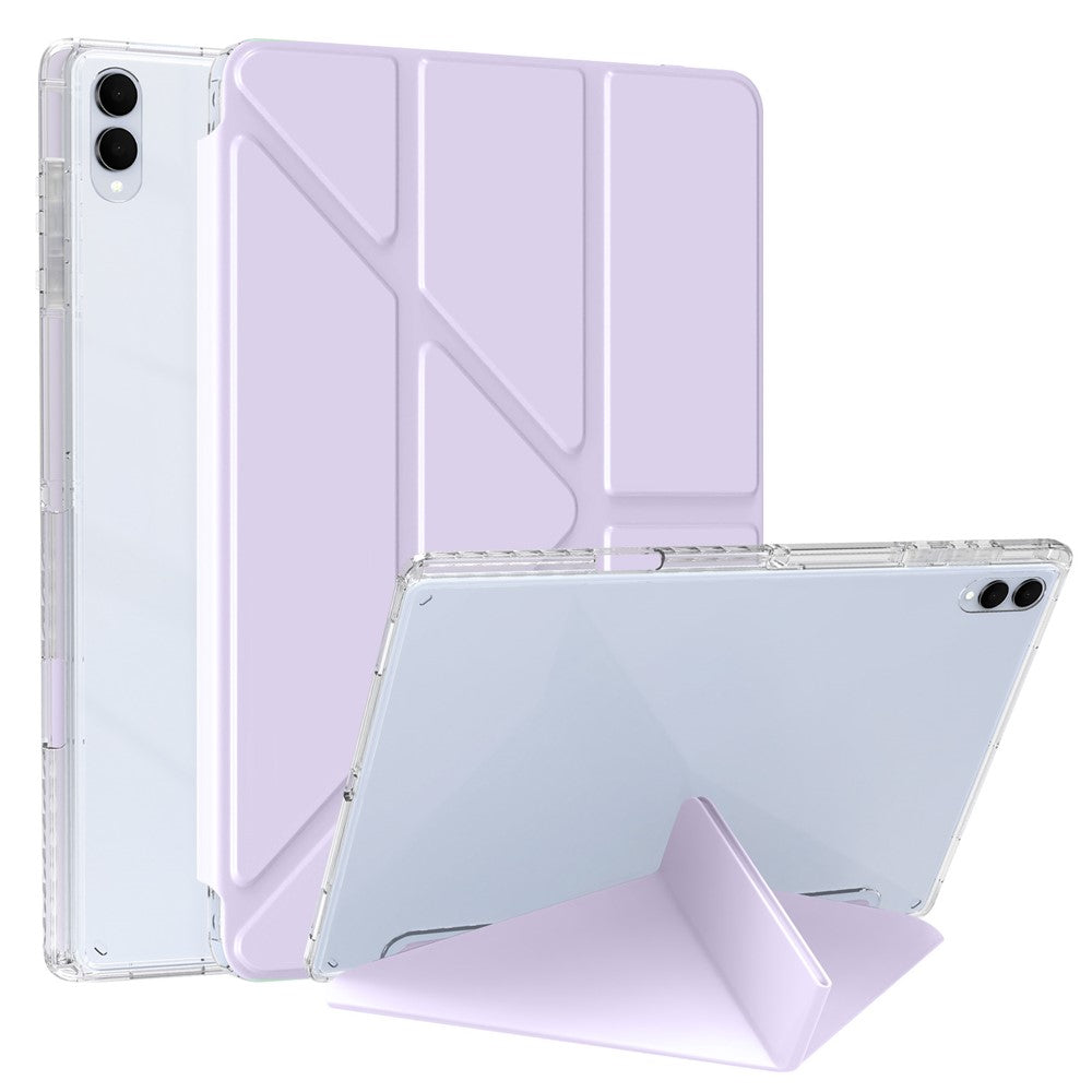 For Samsung Galaxy Tab S11 Ultra Case PU Leather Origami Stand Clear Tablet Cover
