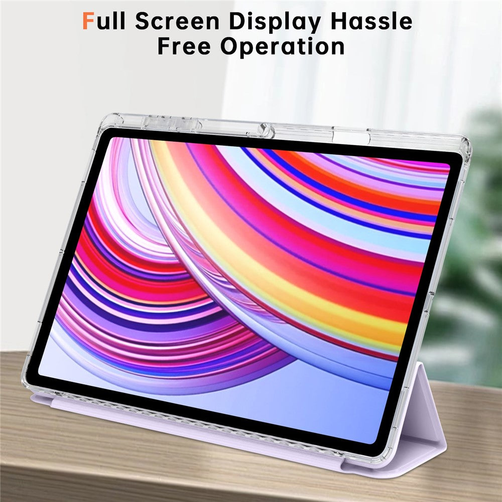 For Samsung Galaxy Tab S11 Ultra Case PU Leather Origami Stand Clear Tablet Cover