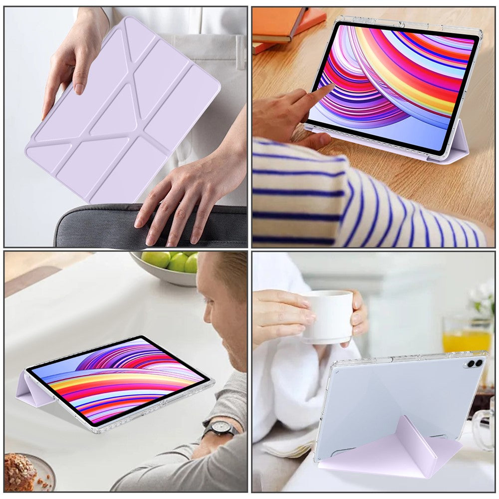 For Samsung Galaxy Tab S11 Ultra Case PU Leather Origami Stand Clear Tablet Cover