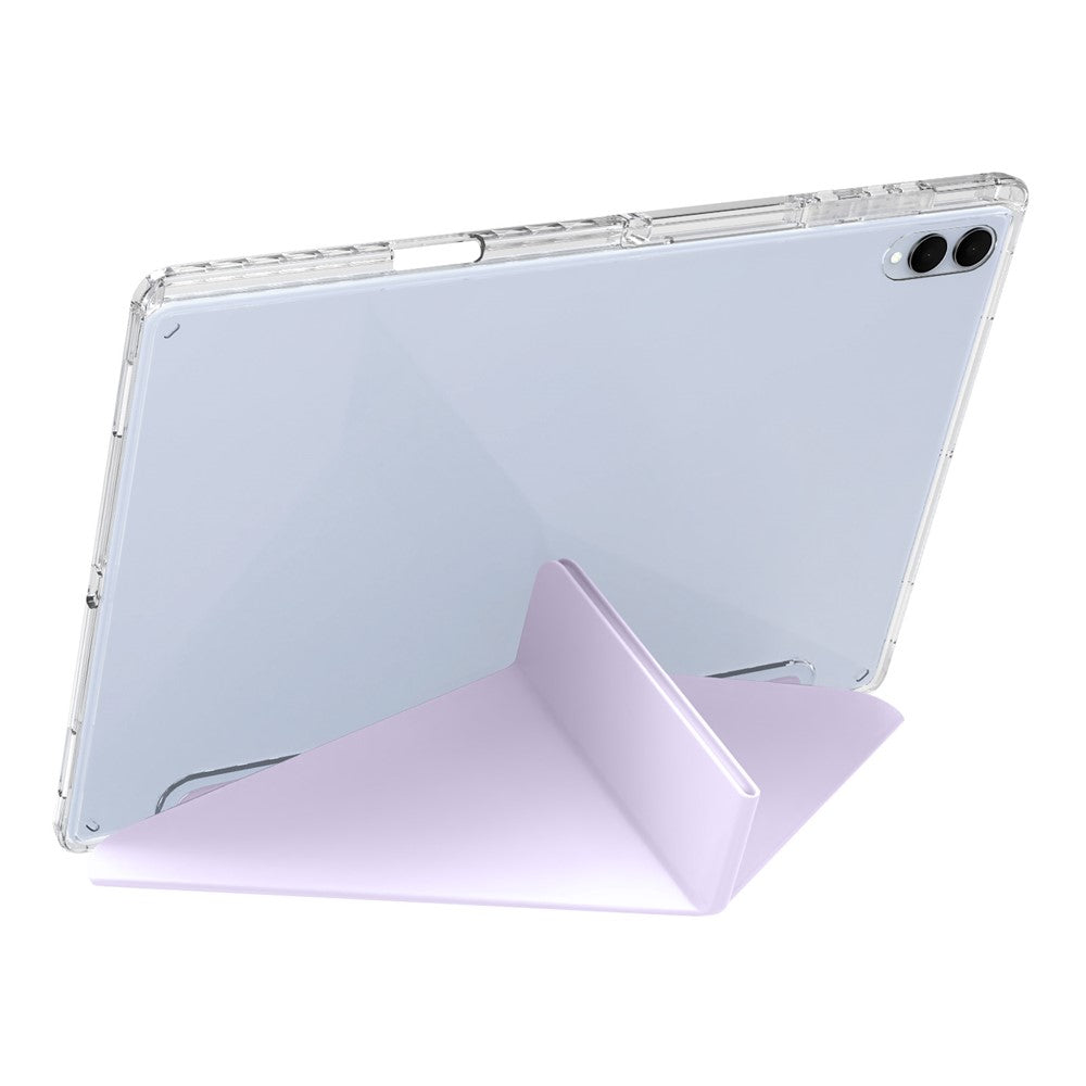 For Samsung Galaxy Tab S11 Ultra Case PU Leather Origami Stand Clear Tablet Cover
