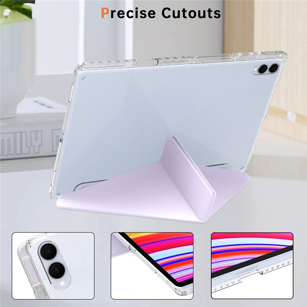 For Samsung Galaxy Tab S11 Ultra Case PU Leather Origami Stand Clear Tablet Cover