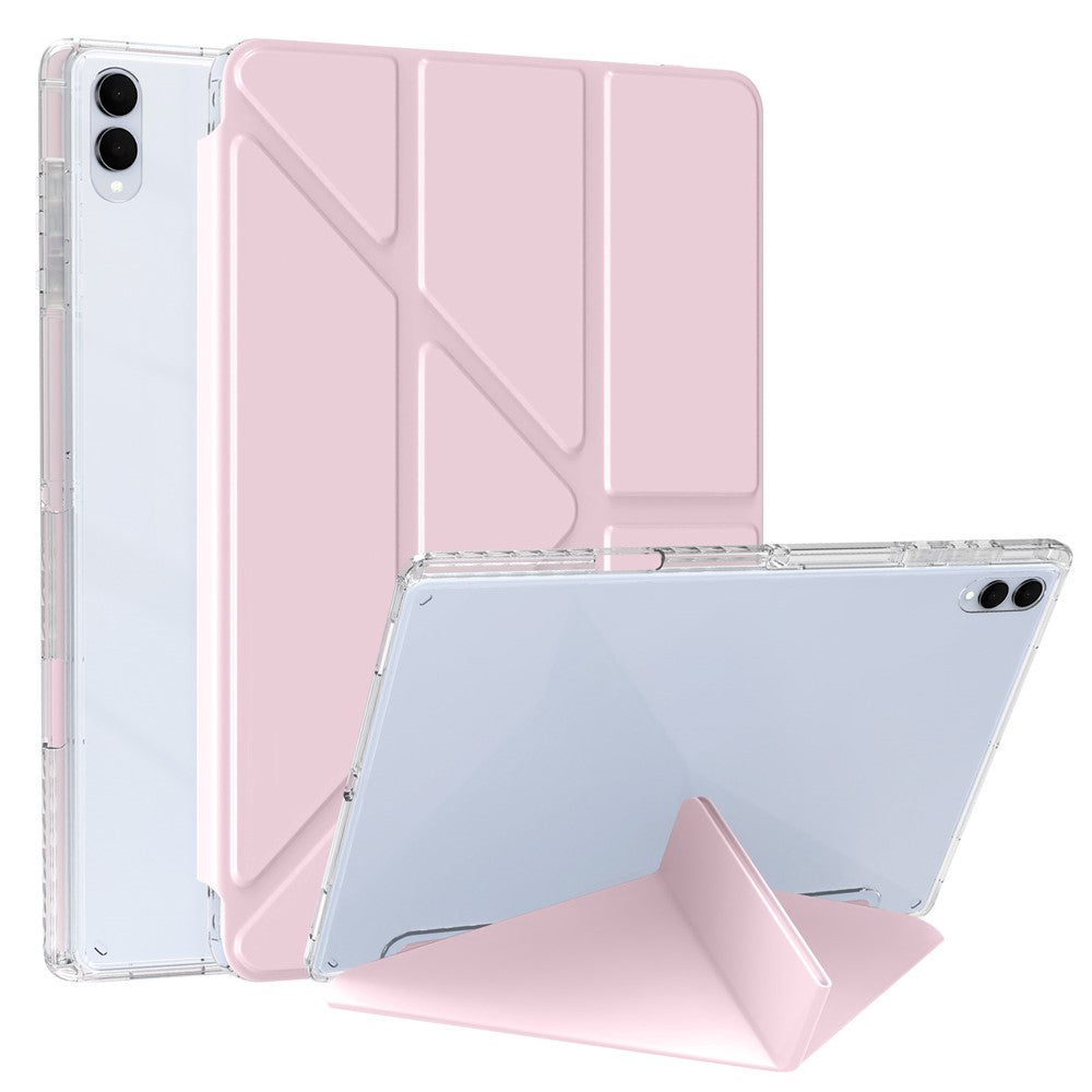 For Samsung Galaxy Tab S11 Ultra Case PU Leather Origami Stand Clear Tablet Cover