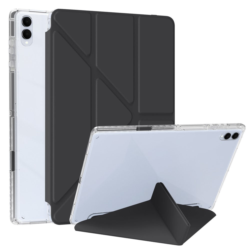 For Samsung Galaxy Tab S11 Ultra Case PU Leather Origami Stand Clear Tablet Cover