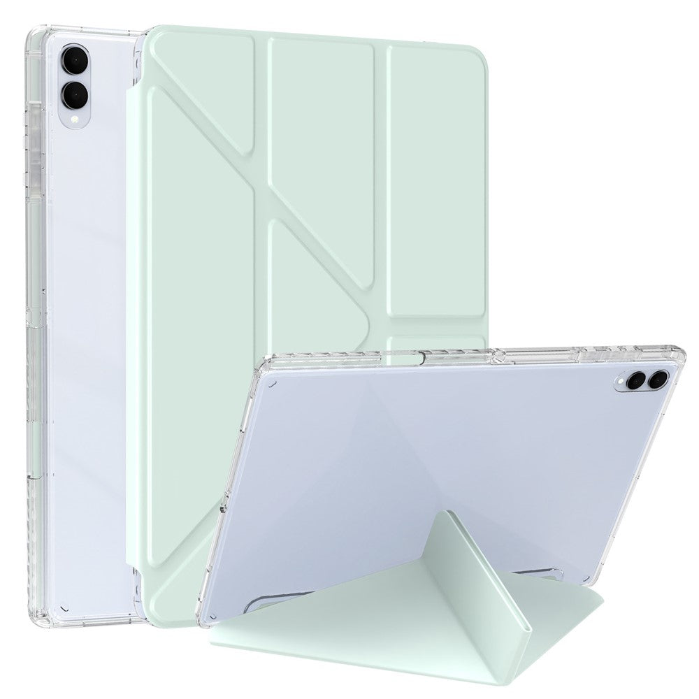 For Samsung Galaxy Tab S11 Ultra Case PU Leather Origami Stand Clear Tablet Cover