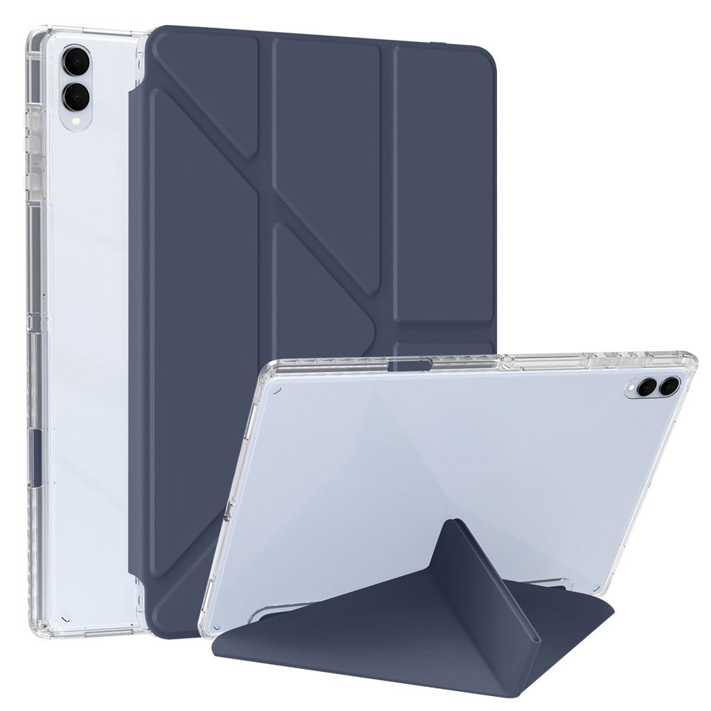 For Samsung Galaxy Tab S11 Ultra Case PU Leather Origami Stand Clear Tablet Cover