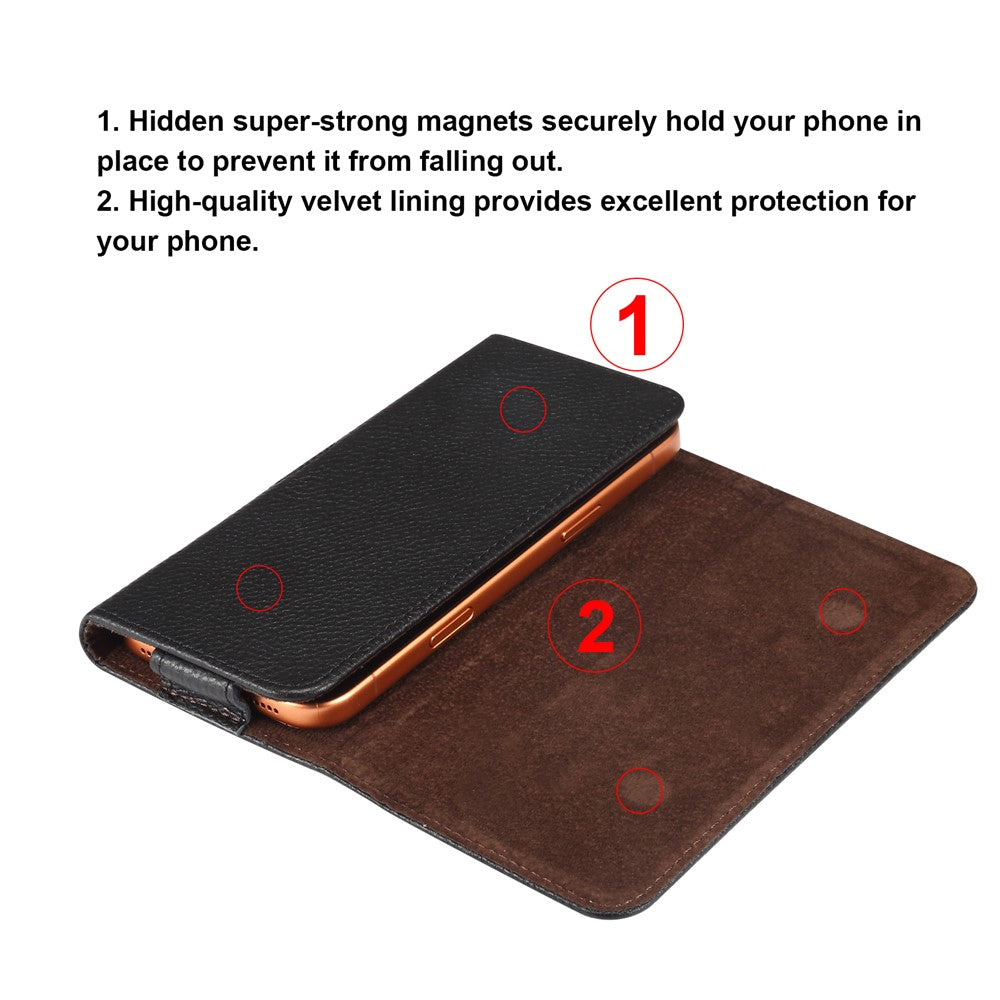 7.2 inch Phone Case Universal Genuine Cow Leather Belt Clip Holster Phone Bag