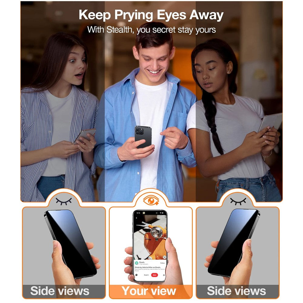 TORRAS Glassgo For iPhone 16 Pro Anti Spy Screen Protector Tempered Glass Private Film with Auto-Align Frame