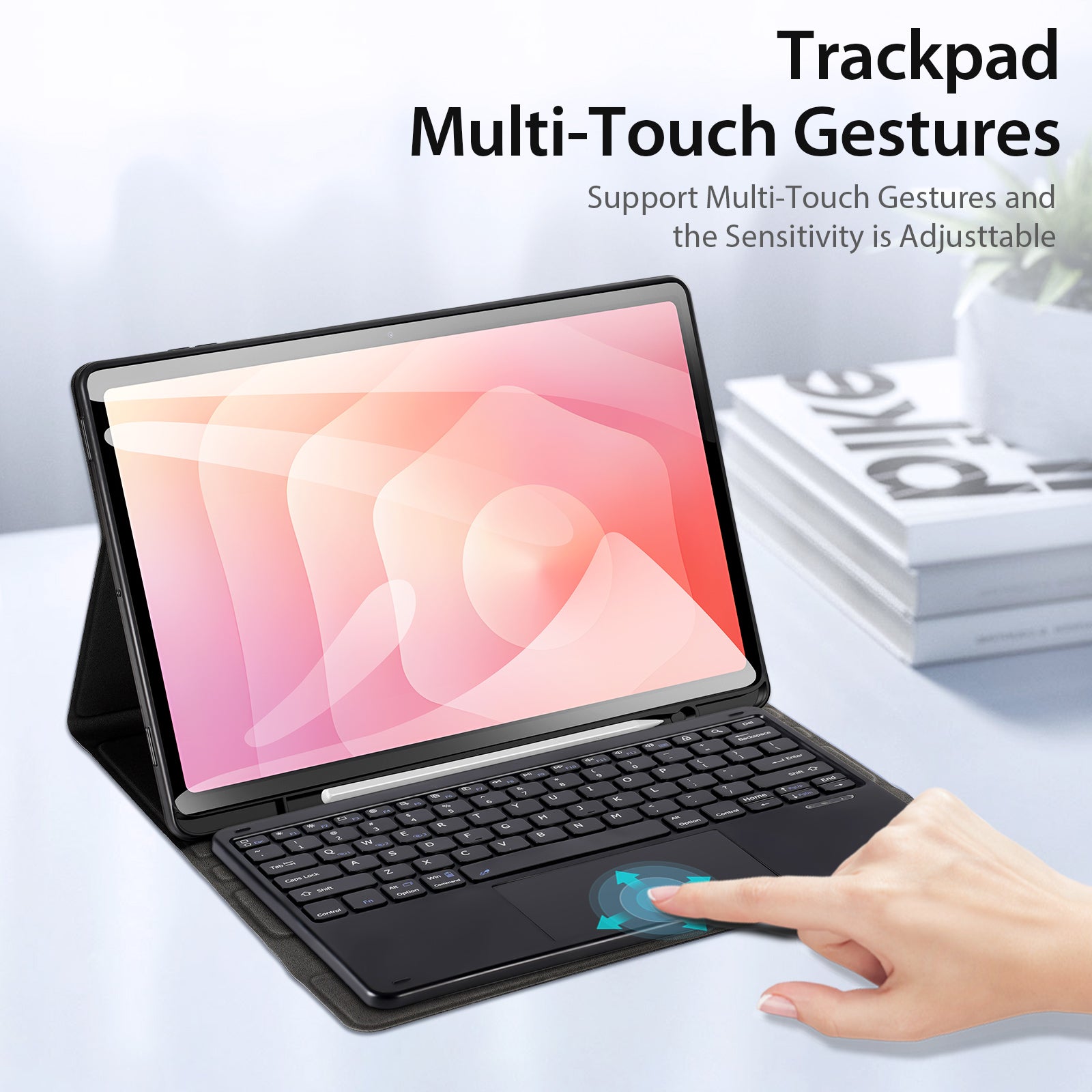 For Samsung Galaxy Tab S11 Bluetooth-compatible Keyboard DUX DUCIS TK Series Leather Cover Stand with Touchpad
